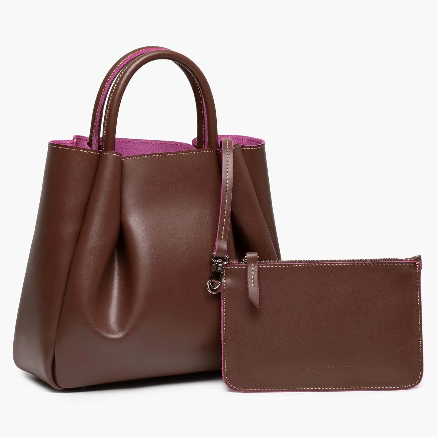 Amalfi Midi Leather Tote Bag - Chocolate