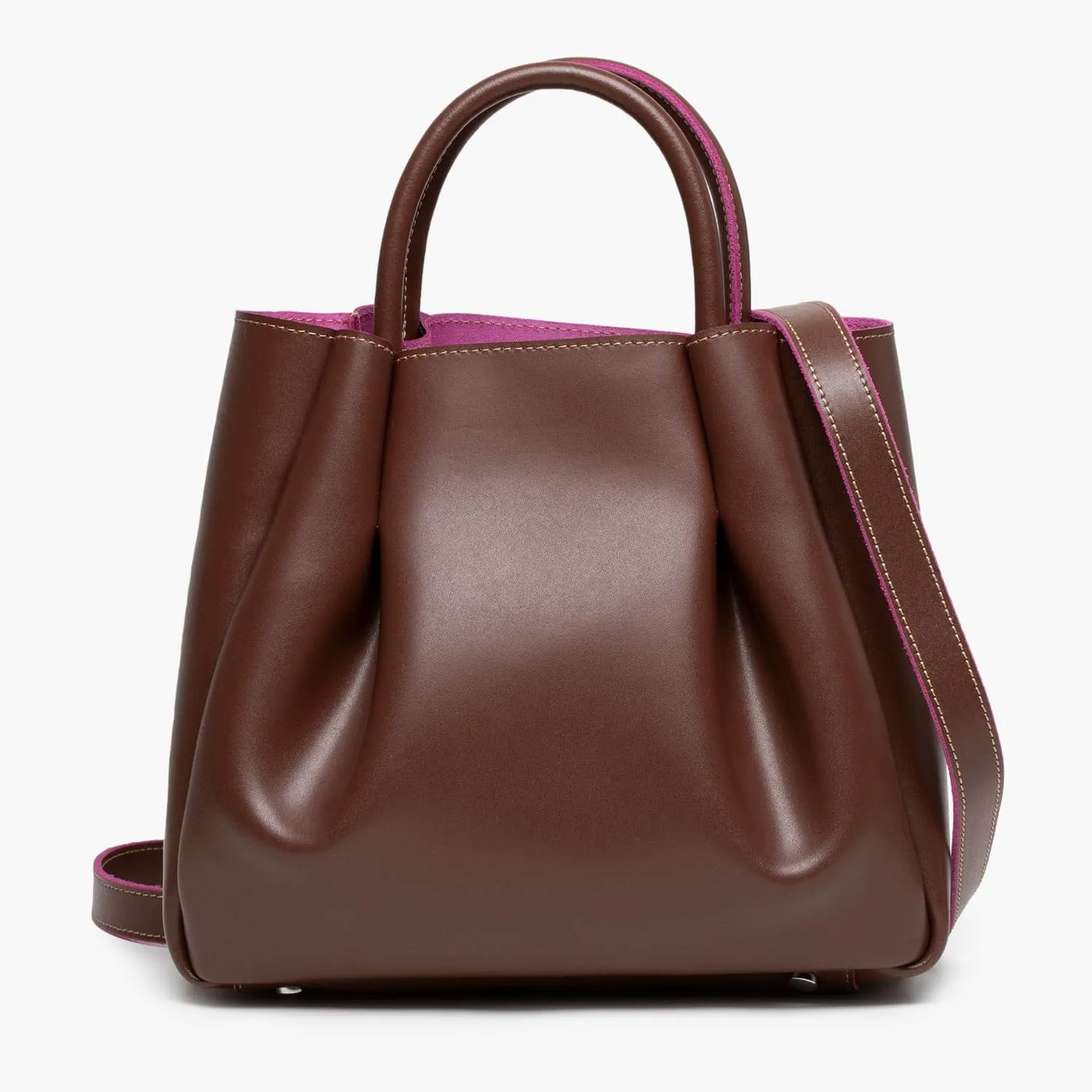 Amalfi Midi Leather Tote Bag - Chocolate