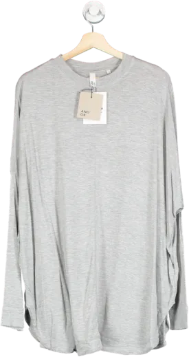 AND/OR Grey Viscose Orla Long Sleeve Top UK 18