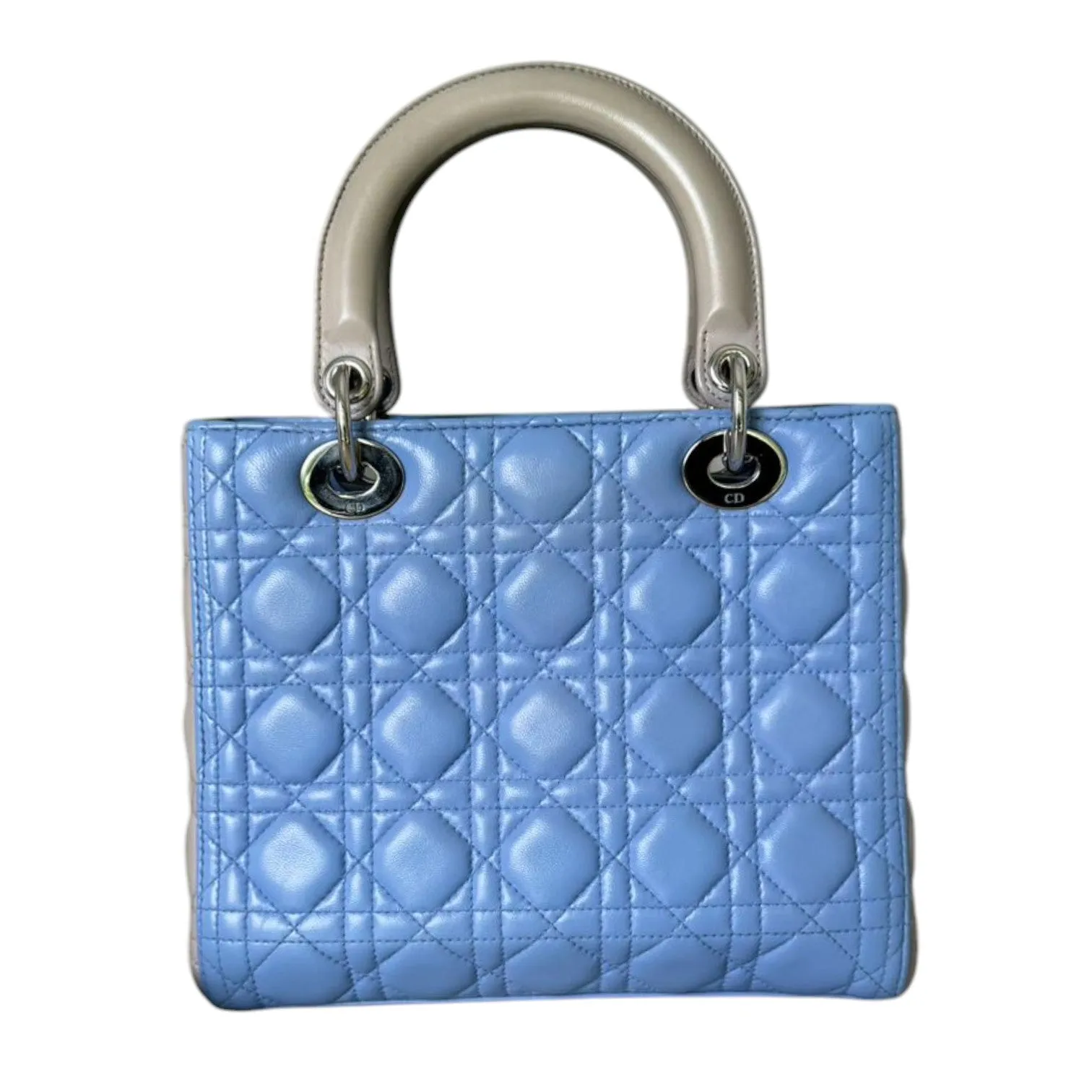 Bi-Color Lady Dior Medium Lambskin Blue Grey SHW