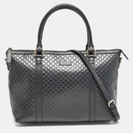 Black Guccissima Leather Zip Tote