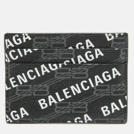 Black/White Printed Logo Leather Card Holder