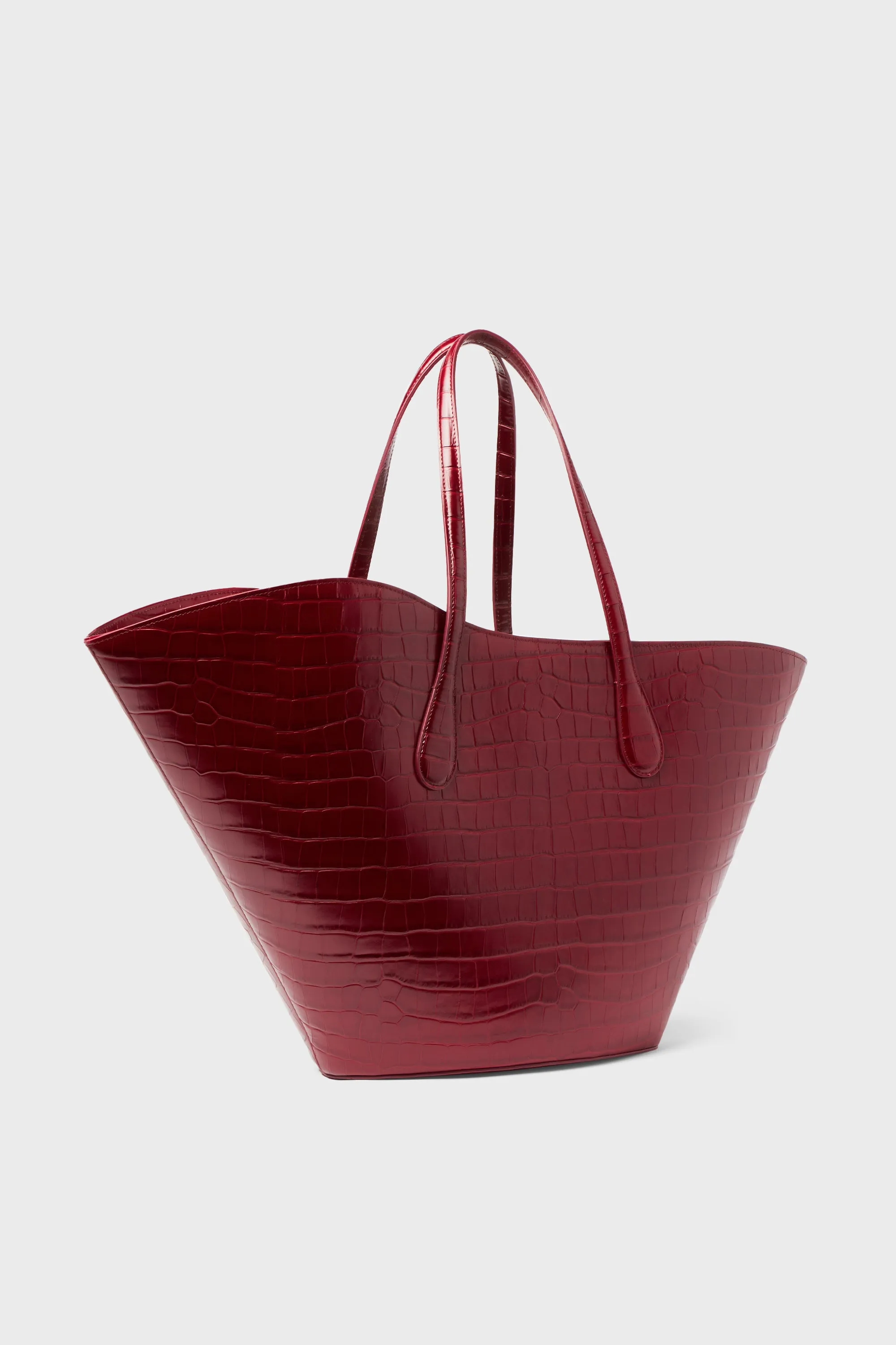 Bordeaux Croc Open Tulip Large Tote