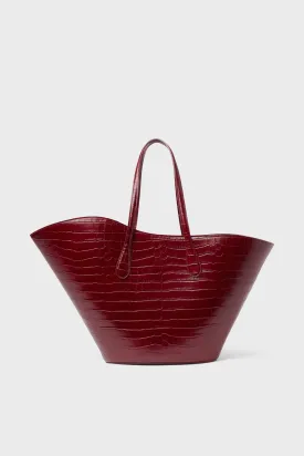 Bordeaux Croc Open Tulip Large Tote