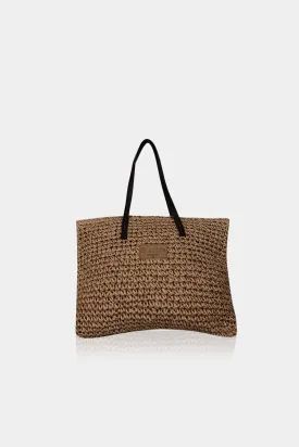 Brown Tote Bag With Black Handles