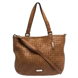 Brown Woven Leather Tote
