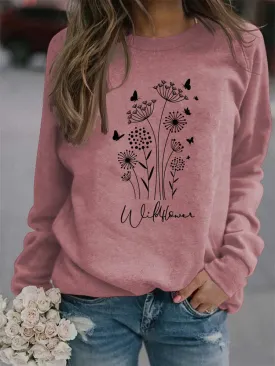 Casual Long Sleeve O-Neck Printed Sweatshirt
