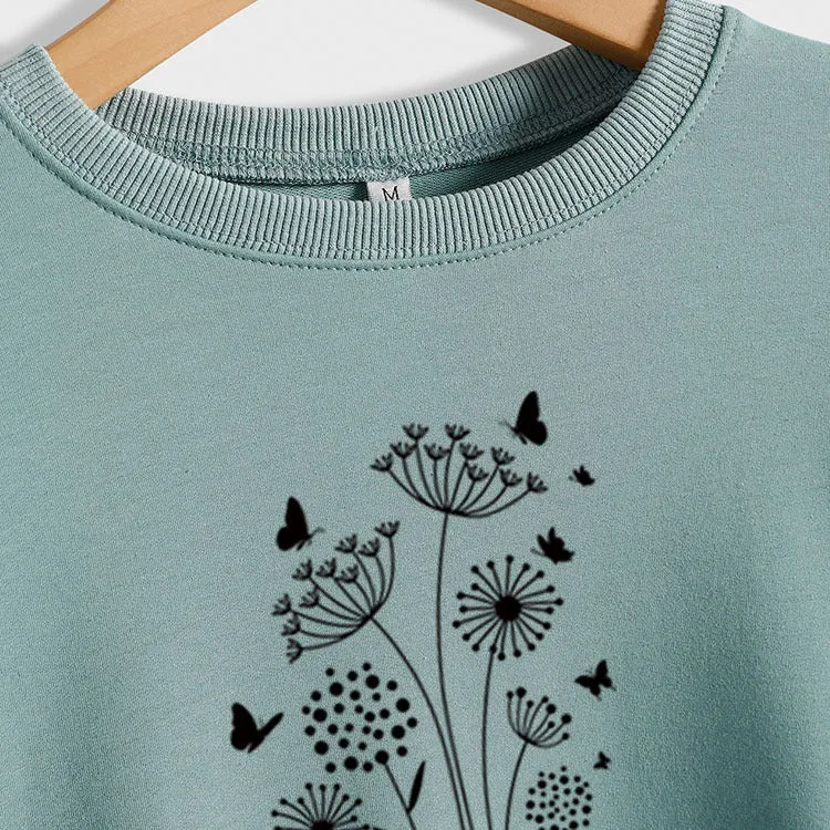 Casual Long Sleeve O-Neck Printed Sweatshirt