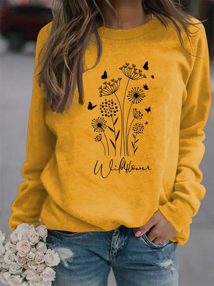 Casual Long Sleeve O-Neck Printed Sweatshirt