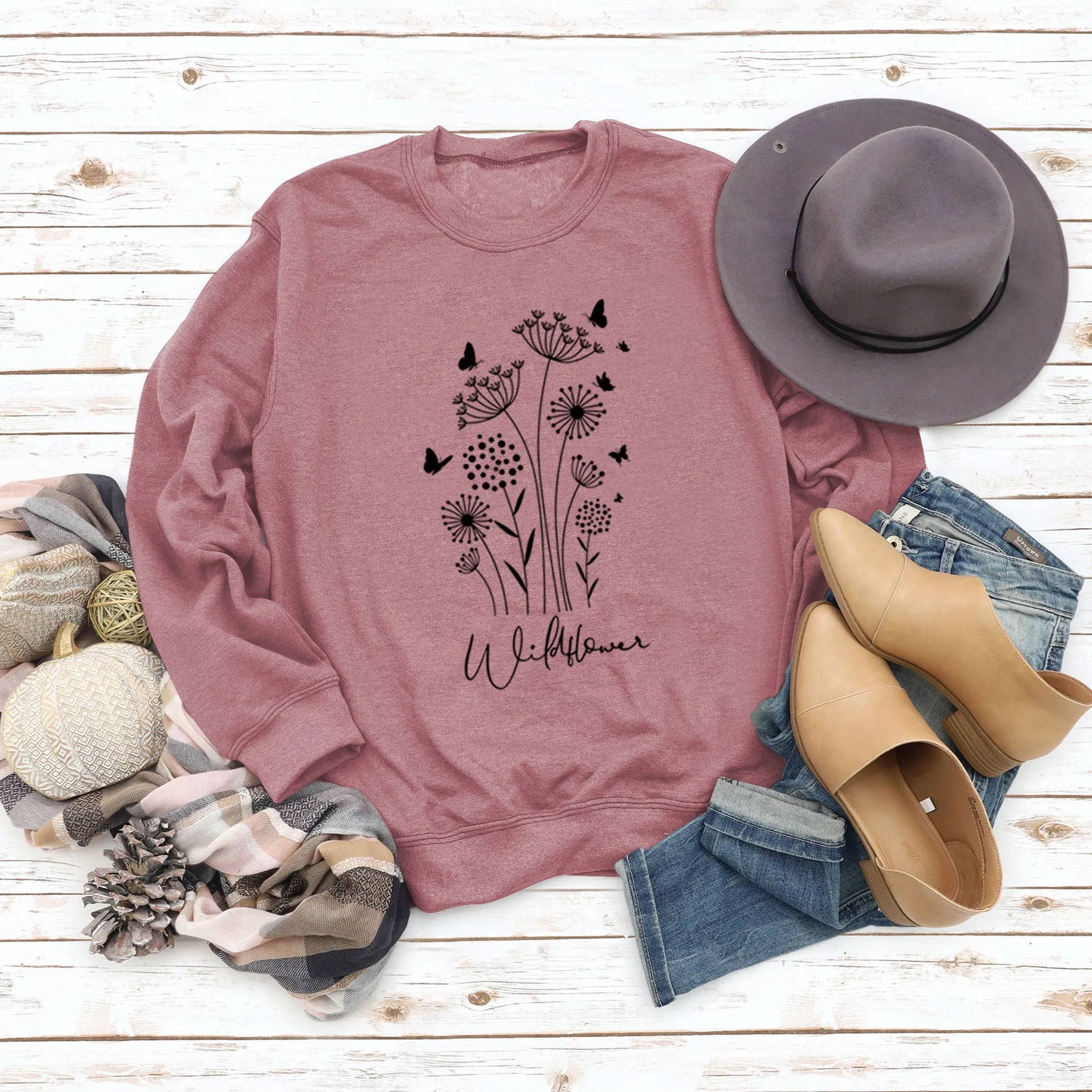 Casual Long Sleeve O-Neck Printed Sweatshirt