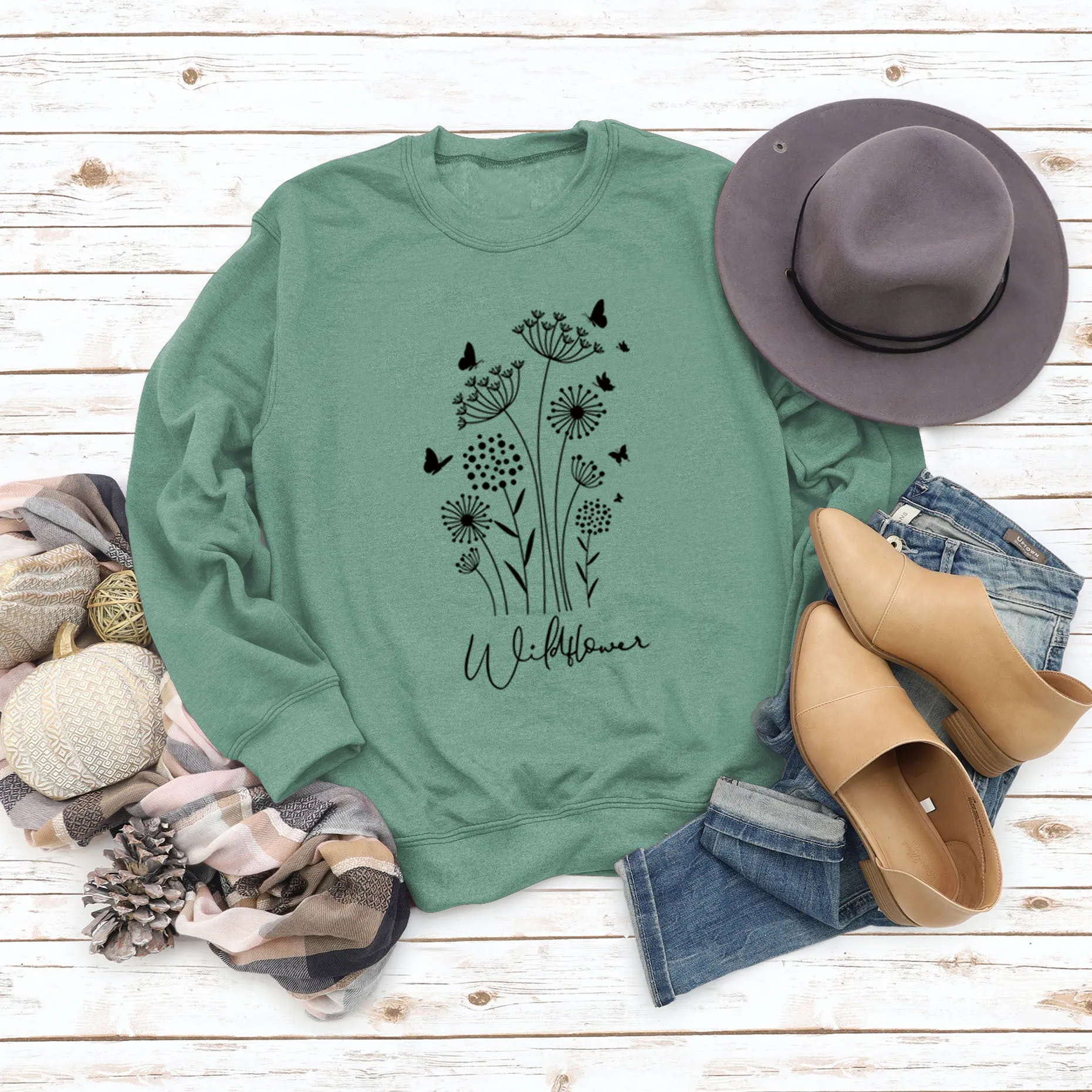 Casual Long Sleeve O-Neck Printed Sweatshirt