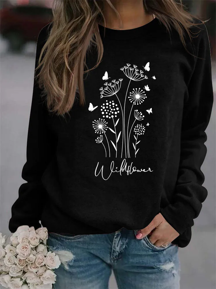 Casual Long Sleeve O-Neck Printed Sweatshirt