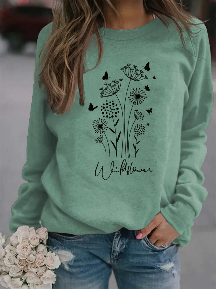 Casual Long Sleeve O-Neck Printed Sweatshirt