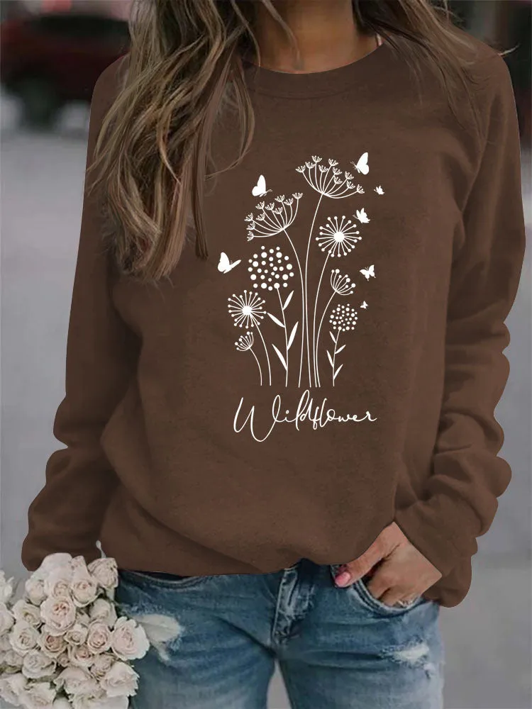 Casual Long Sleeve O-Neck Printed Sweatshirt