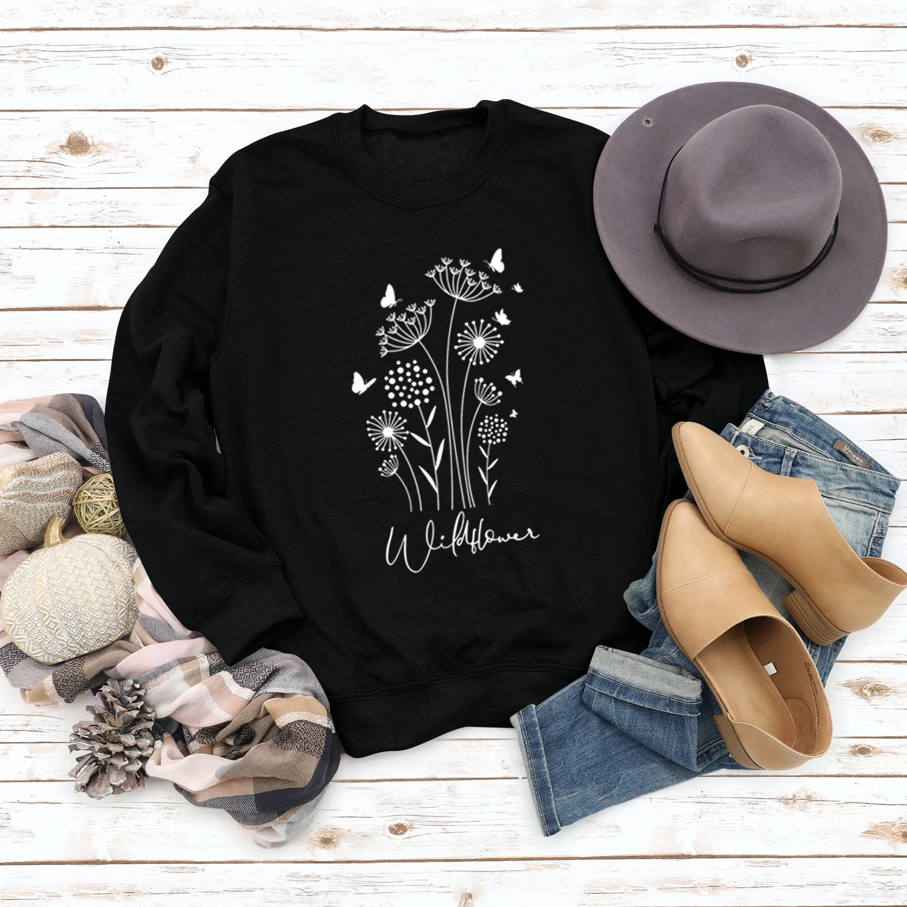 Casual Long Sleeve O-Neck Printed Sweatshirt
