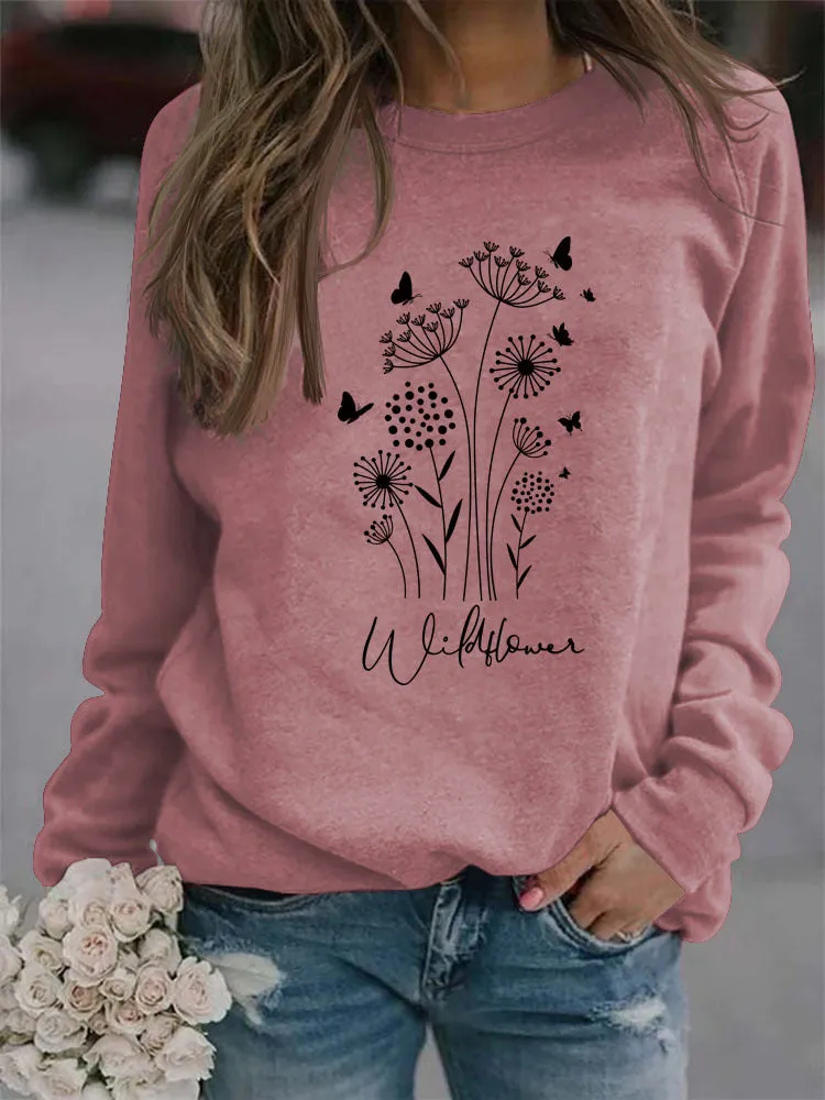 Casual Long Sleeve O-Neck Printed Sweatshirt