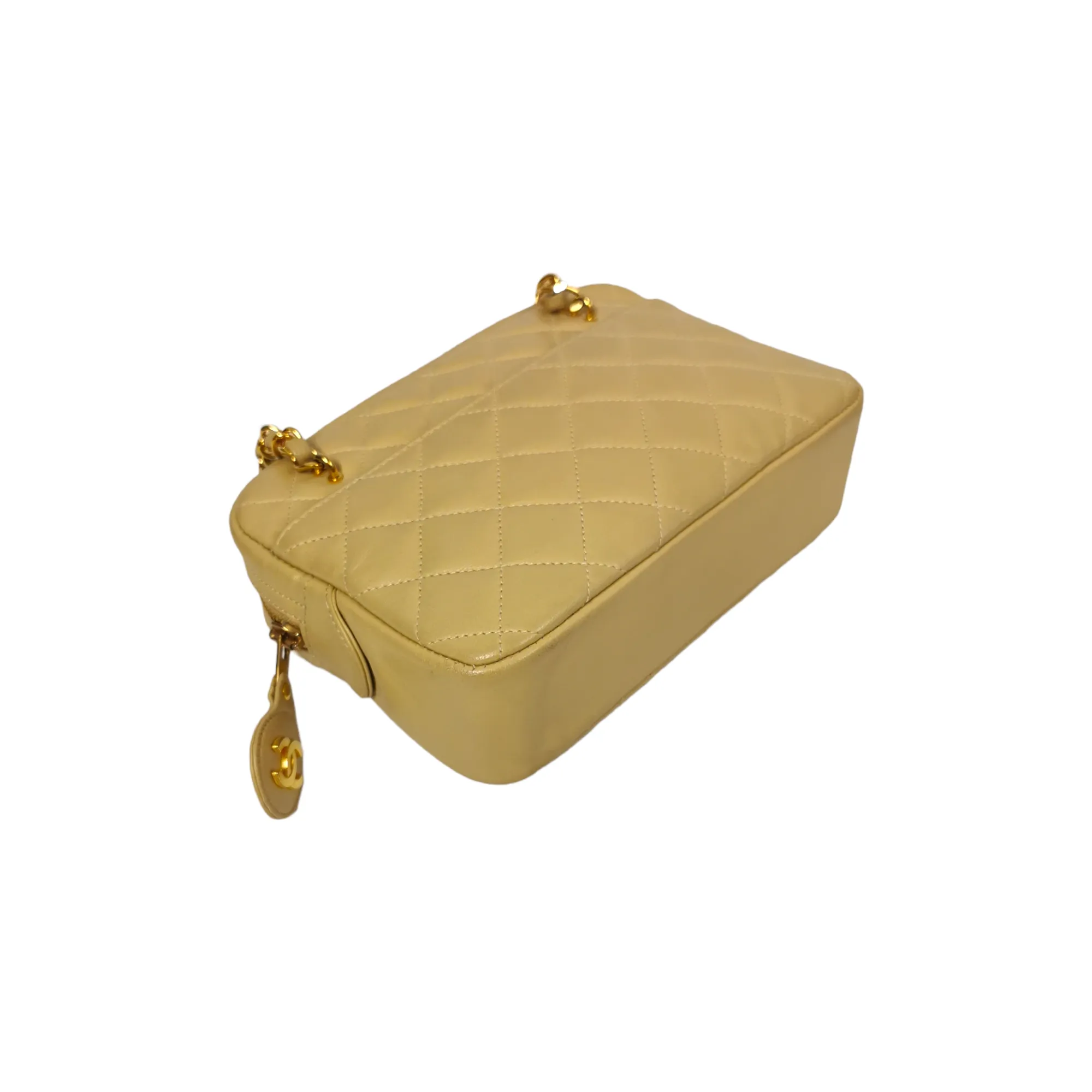 Chanel Camera Bag Small Beige Lambskin Gold