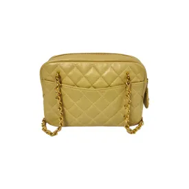 Chanel Camera Bag Small Beige Lambskin Gold