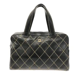 Chanel Wild Stitch Handbag Black Leather