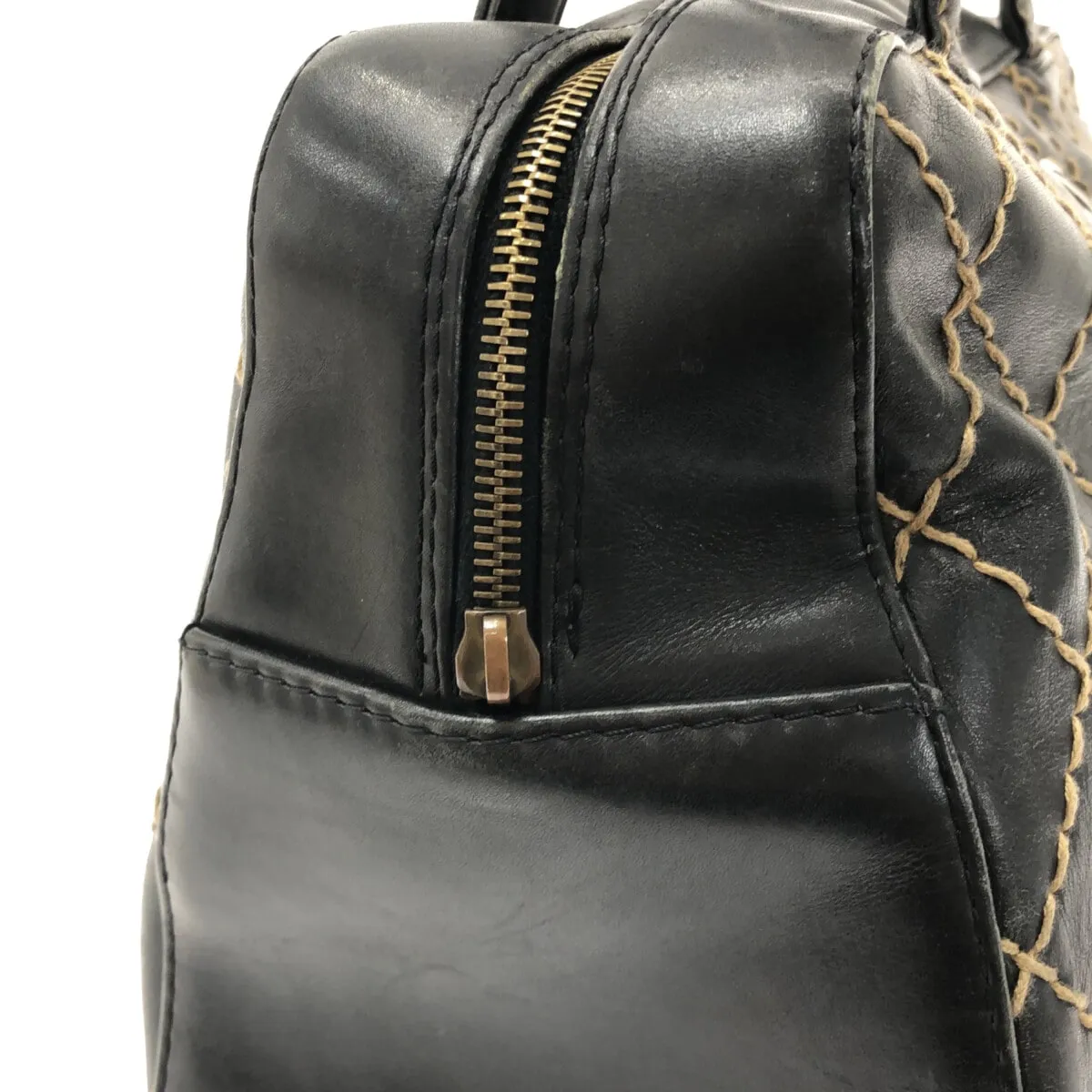 Chanel Wild Stitch Handbag Black Leather