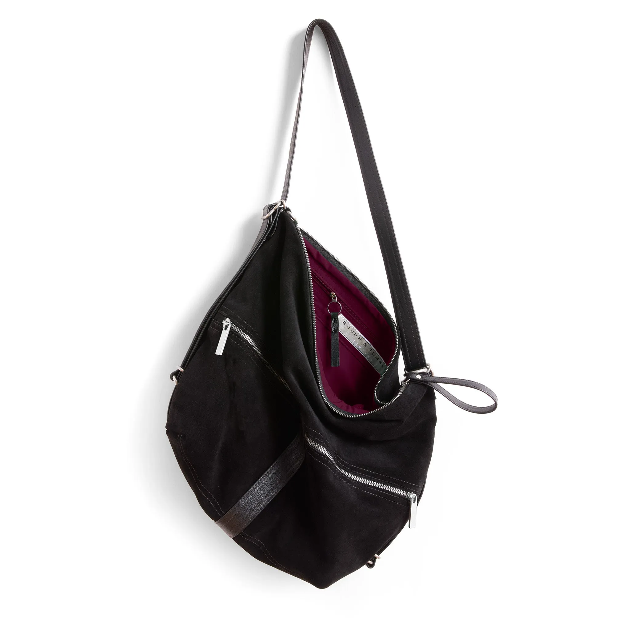 city safari™ | black suede | 3 in 1 adjustable | choose size   lining   pulls   hardware finish