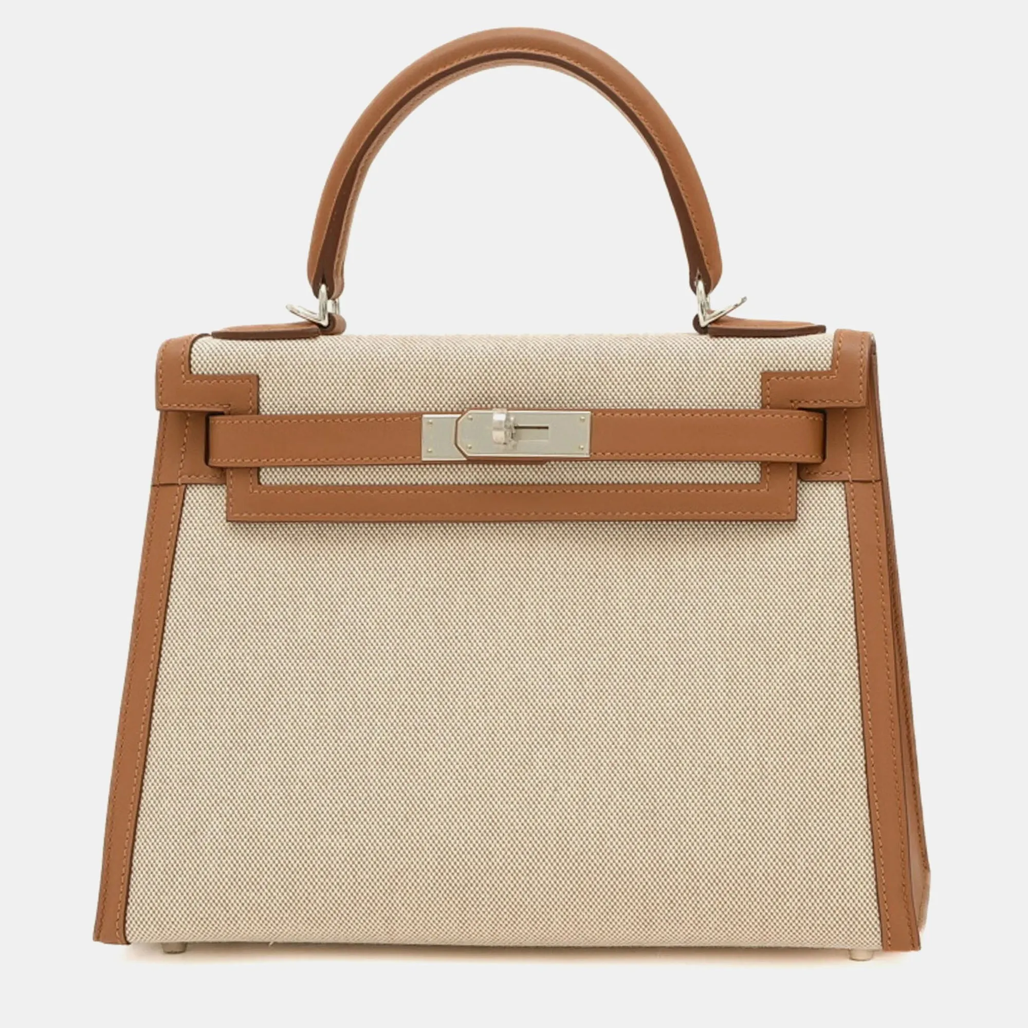 Ecru Fauve Toile H Swift Kelly 28 Handbag