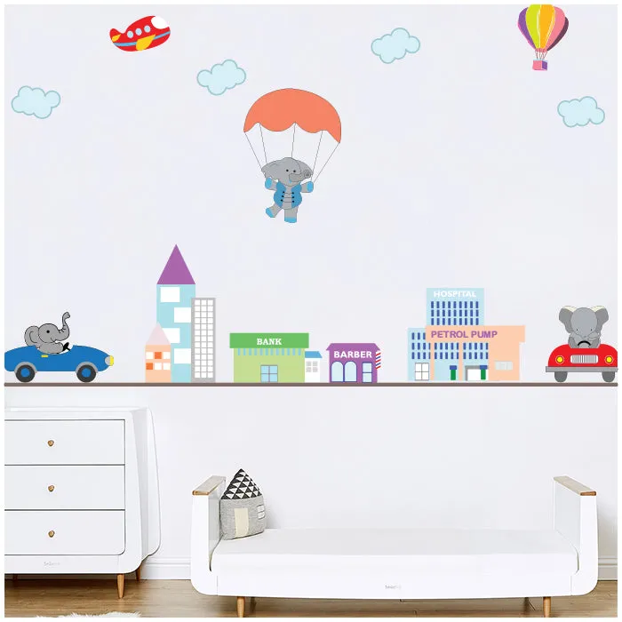 Elephant In the City Wall Sticker