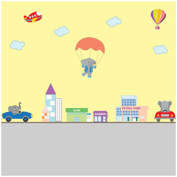 Elephant In the City Wall Sticker