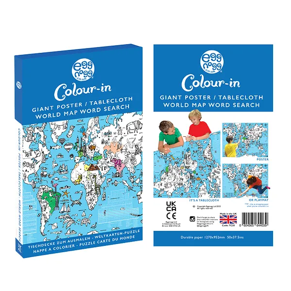 Giant Poster / Tablecloth – World Map Wordsearch