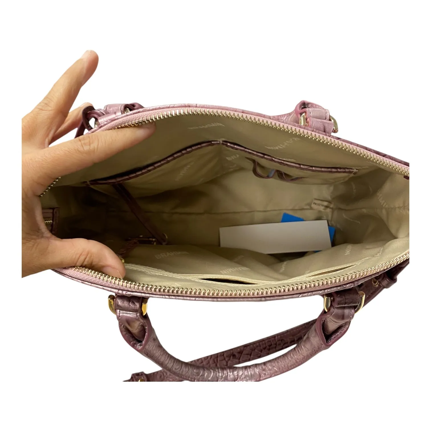 Handbag Designer By Brahmin In Pink, Size:Medium