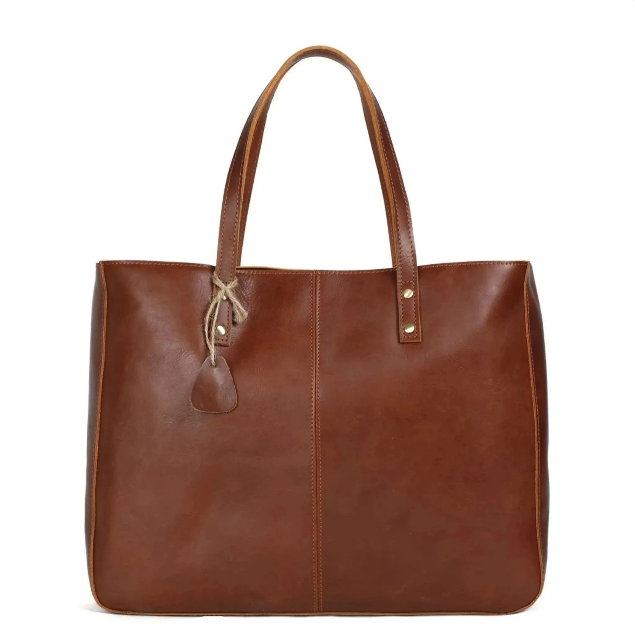 Handmade Full Grain Leather Tote Handbag - Simple 2