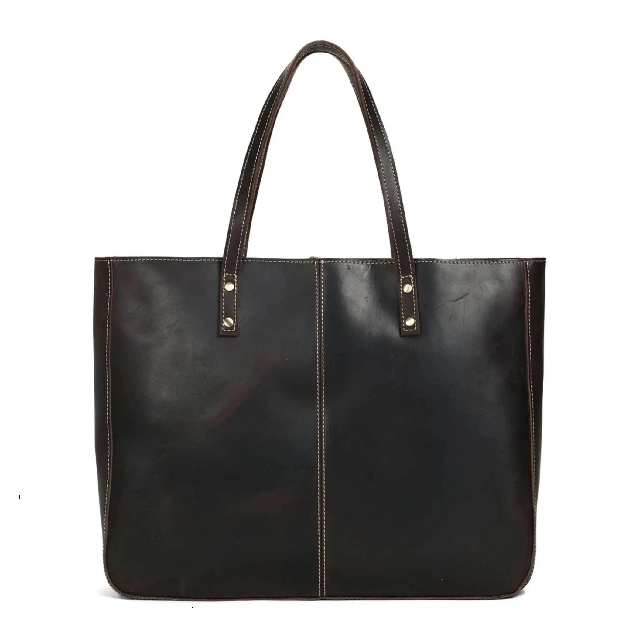 Handmade Full Grain Leather Tote Handbag - Simple 2
