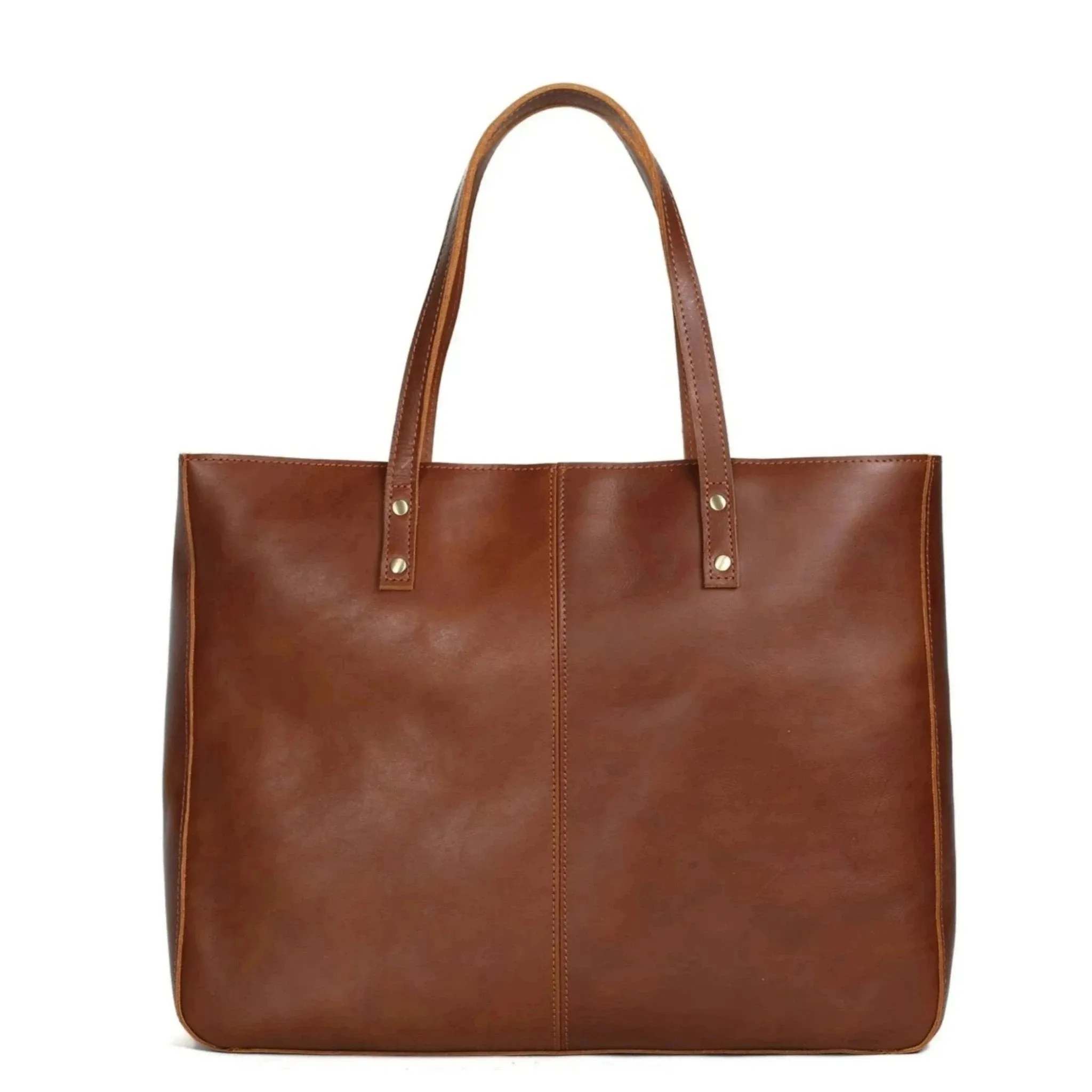 Handmade Full Grain Leather Tote Handbag - Simple 2
