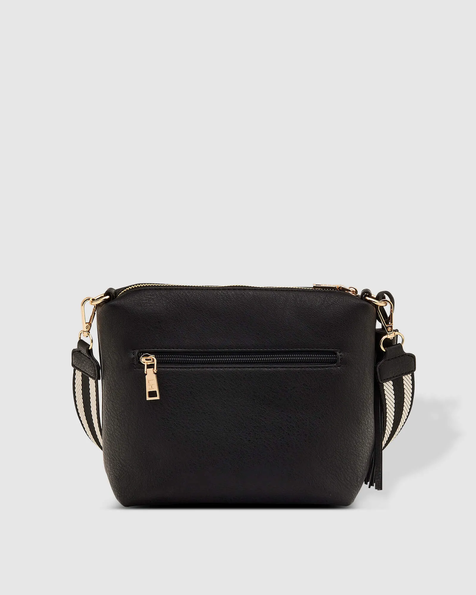 KASEY CROSSBODY BAG BLACK STRIPE GUITAR STRAP