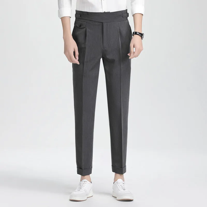 Mens High-end Summer Casual Business Straight-leg Pants