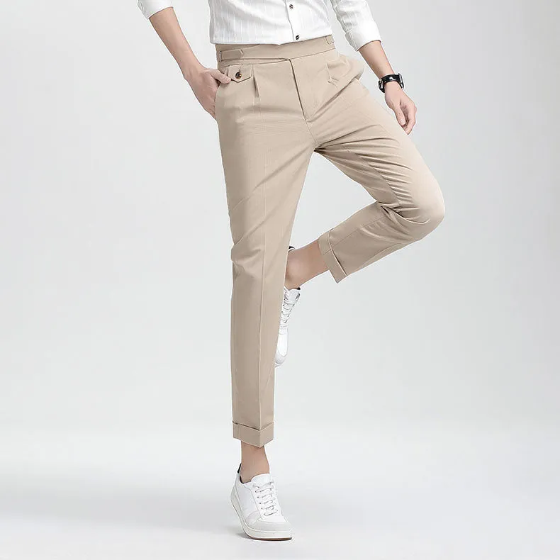 Mens High-end Summer Casual Business Straight-leg Pants