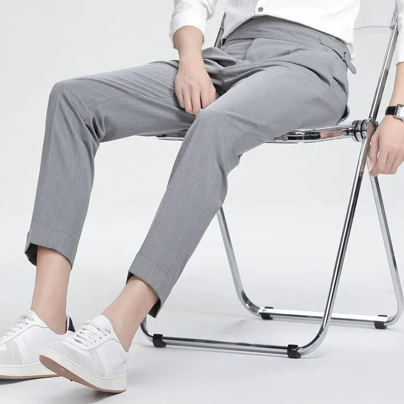Mens High-end Summer Casual Business Straight-leg Pants