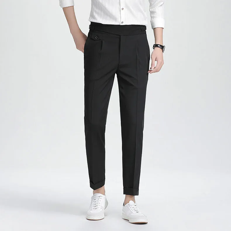 Mens High-end Summer Casual Business Straight-leg Pants