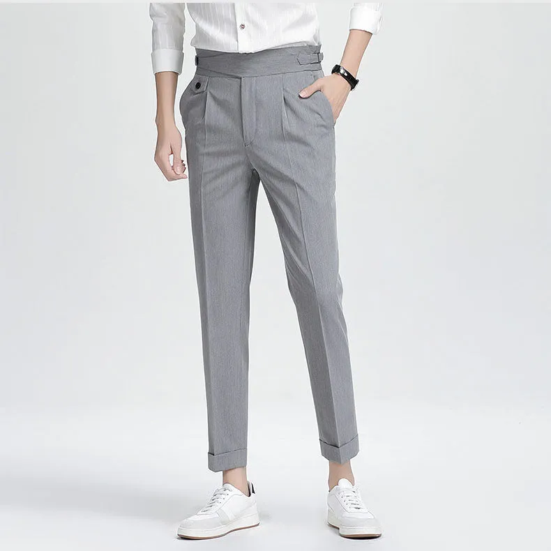Mens High-end Summer Casual Business Straight-leg Pants