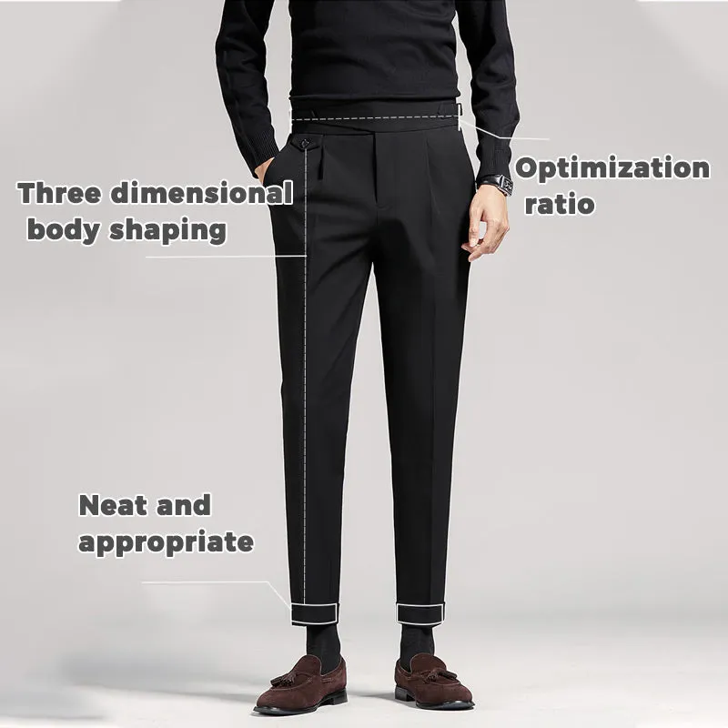 Mens High-end Summer Casual Business Straight-leg Pants
