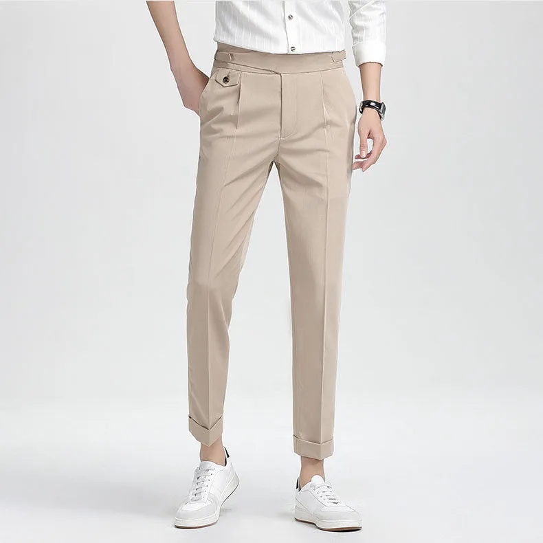 Mens High-end Summer Casual Business Straight-leg Pants