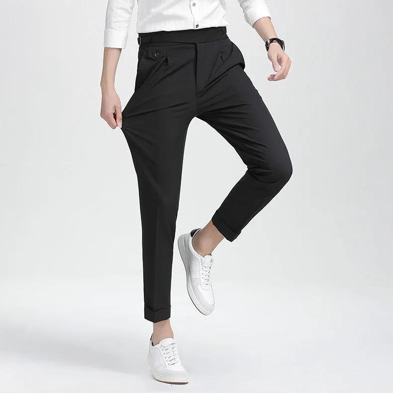 Mens High-end Summer Casual Business Straight-leg Pants