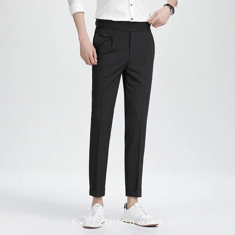 Mens High-end Summer Casual Business Straight-leg Pants
