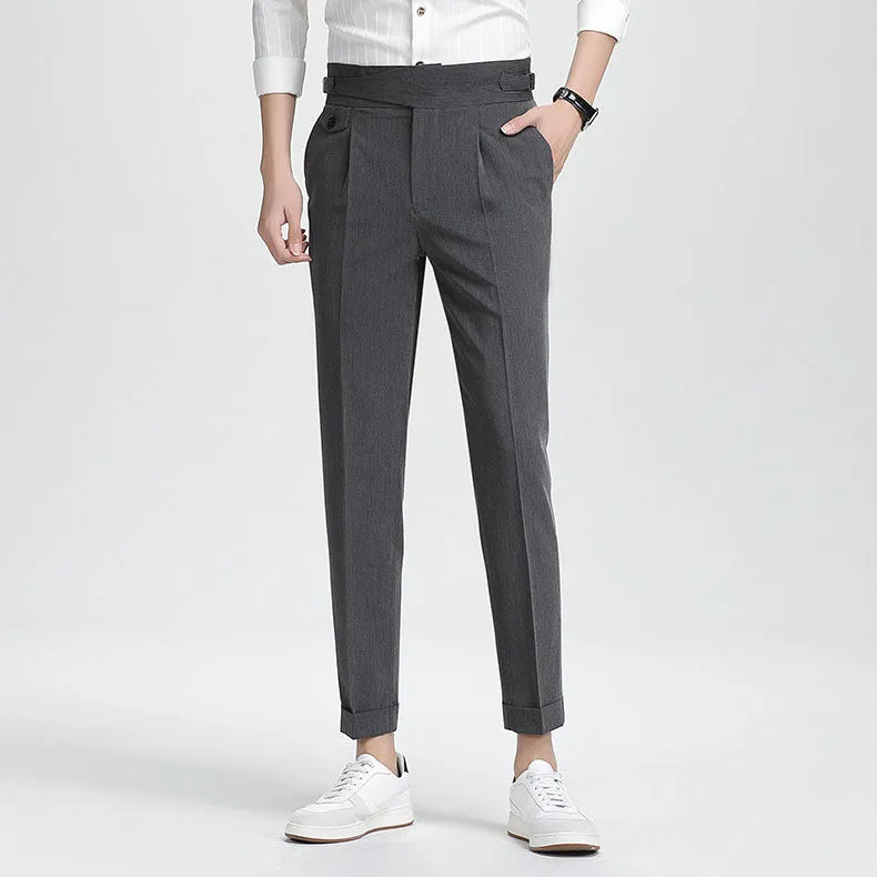 Mens High-end Summer Casual Business Straight-leg Pants