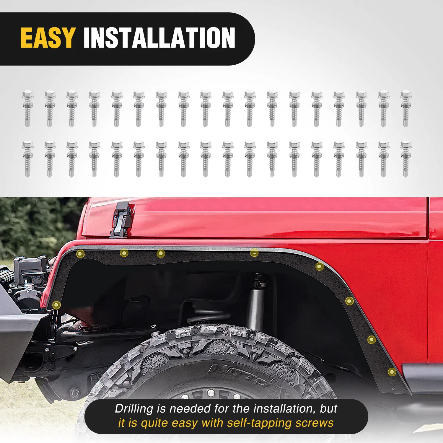 Off-Road Fender Flares Kit Compatible with 1997-2006 Wrangler TJ & LJ