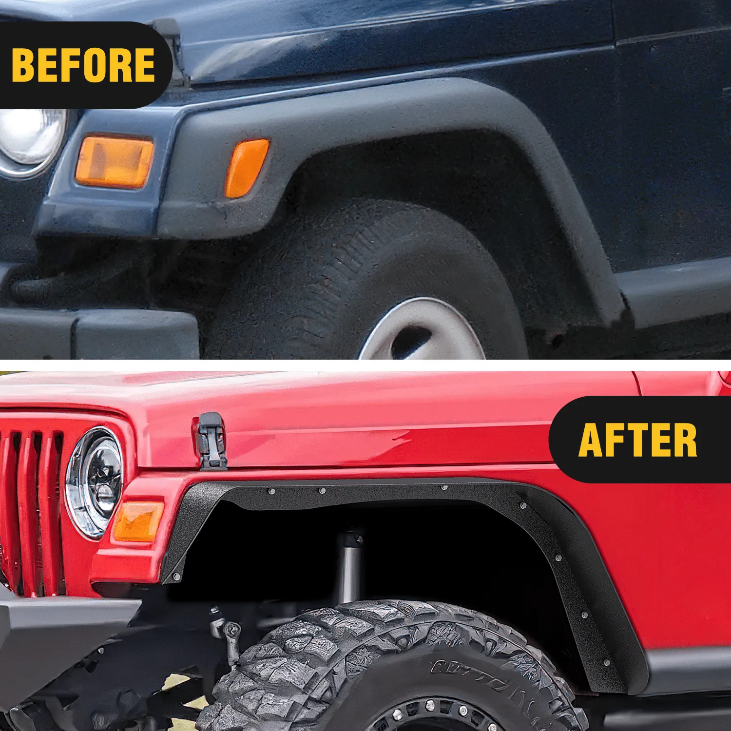Off-Road Fender Flares Kit Compatible with 1997-2006 Wrangler TJ & LJ