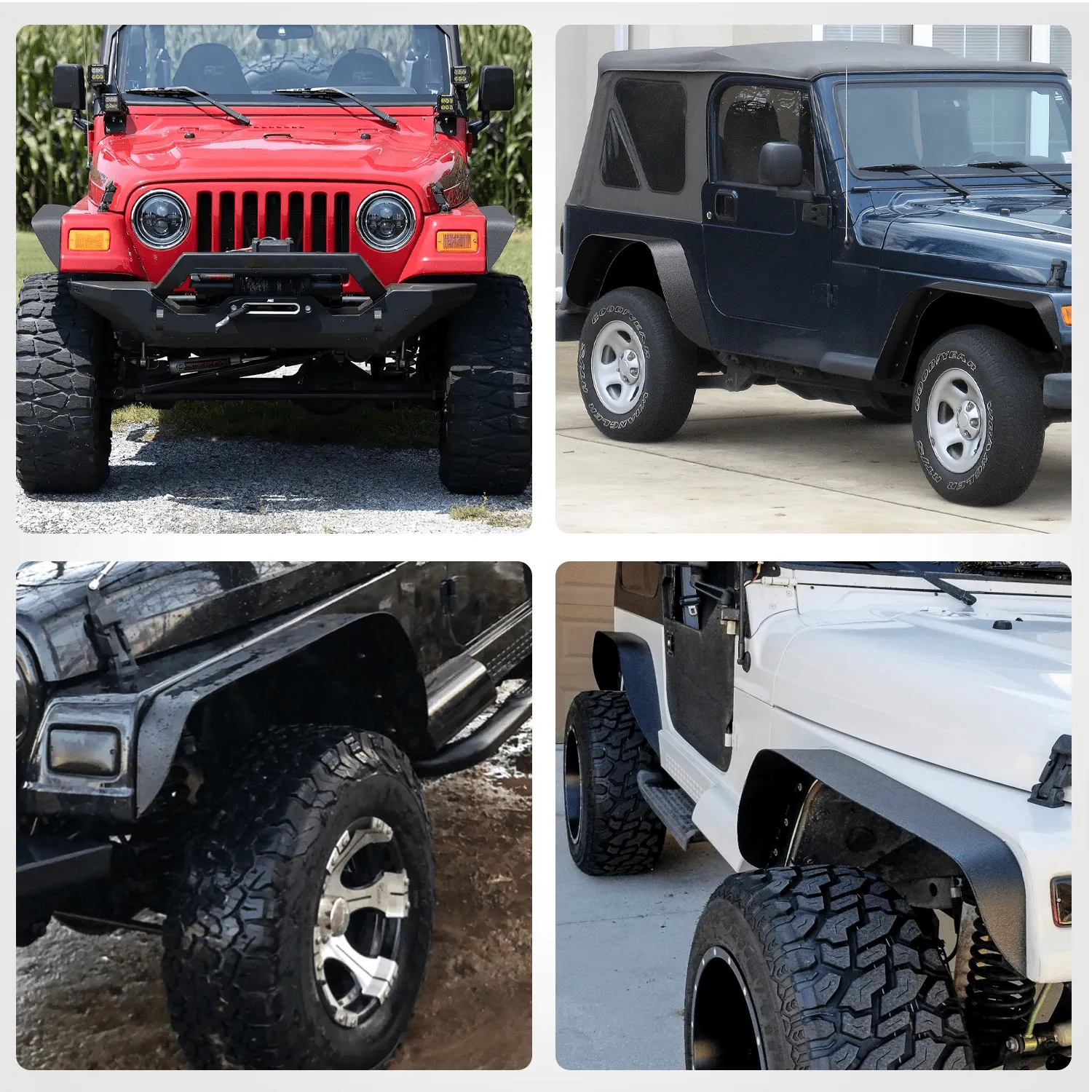 Off-Road Fender Flares Kit Compatible with 1997-2006 Wrangler TJ & LJ