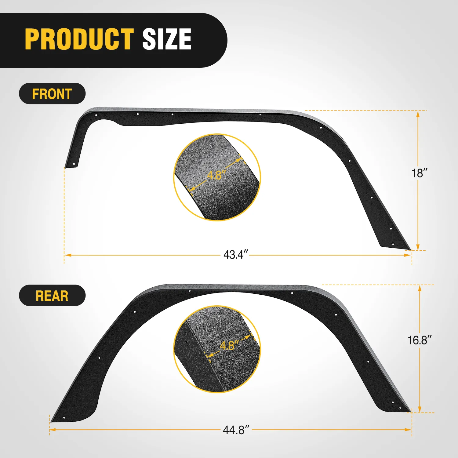Off-Road Fender Flares Kit Compatible with 1997-2006 Wrangler TJ & LJ