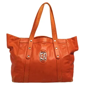 Orange Leather Tote