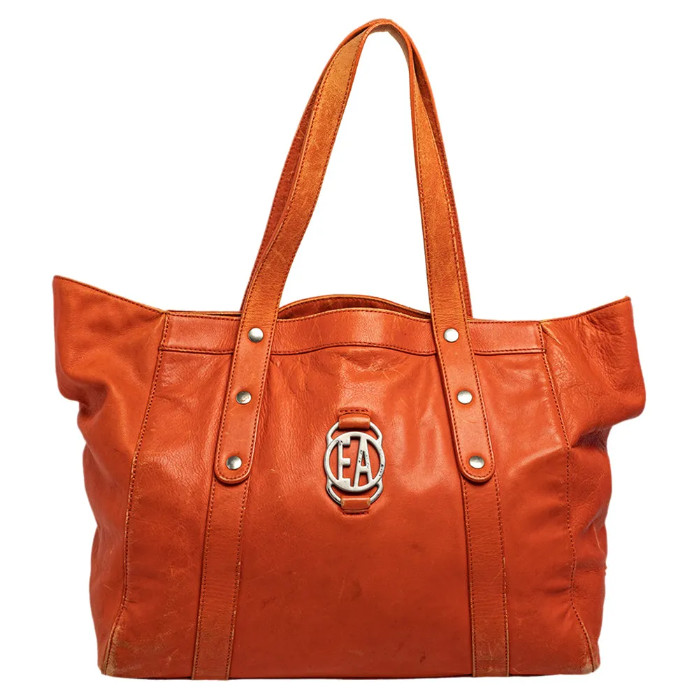 Orange Leather Tote